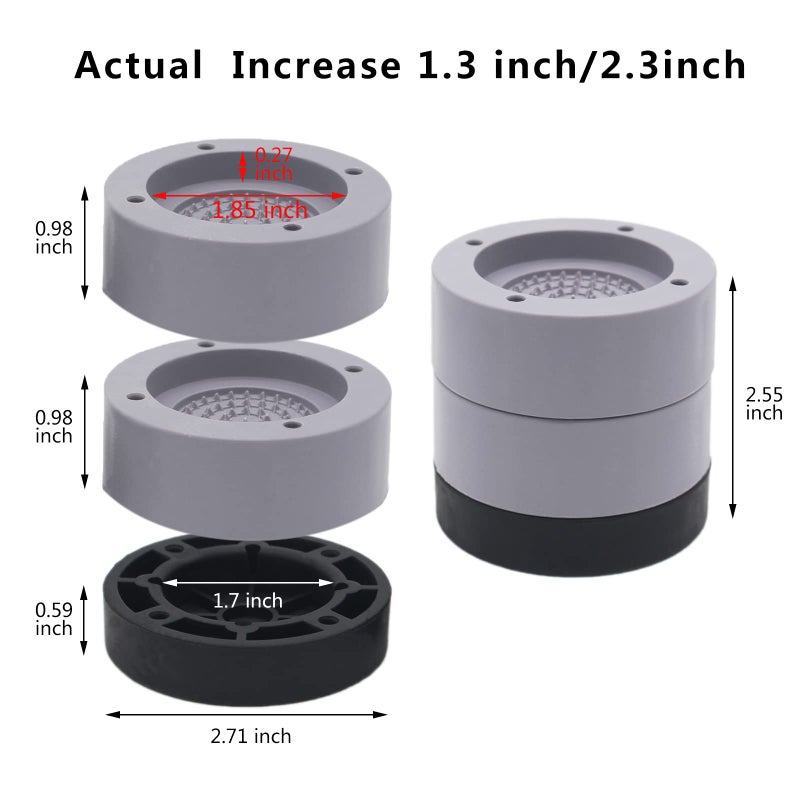 HANIHUA Furniture Risers 2 inch (Set of 4) Round Bed Risers Heavy Duty 1 inch 3 inch, Adjustable Bed Lifts Riser for Desk, Table, Sofa, Chair Supports Up to 3,300 lbs - Image 4