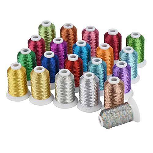 Simthread Best 21 Colors Metallic Embroidery Machine Thread Kit 500M(550Y) for Computerized Embroidery and Decorative Sewing - Image 1