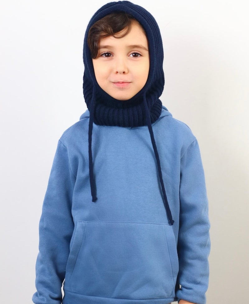 Ritnice Children's Stringed Navy Blue Balaclava Knitwear Beret / Cap  - Image 1