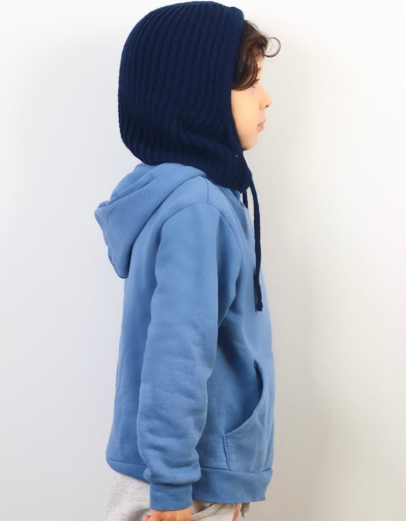Ritnice Children's Stringed Navy Blue Balaclava Knitwear Beret / Cap  - Image 3