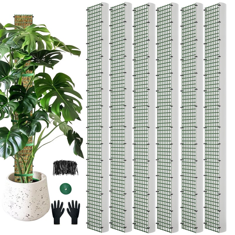 HOLANHING 60" Metal Moss Pole, D Shape Sphagnum Moss Pole, Moss Poles for Climbing Plants, Monstera, Indoor Climbing Plants (6Pcs 60") - Image 1