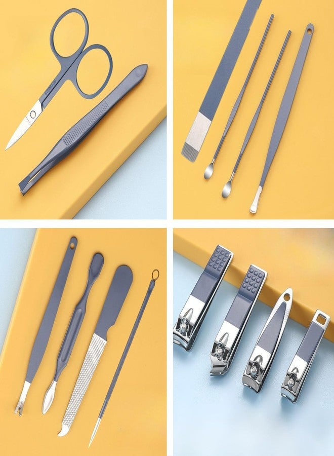 YOMITH Manicure Set, Nail Clippers Set, High-Carbon Steel Nail Care Kit, Portable Travel Mini Nail Cutter Kit with Box, Nail Grooming Kit with Earpick Set for Men Women (BLUE, 14 PCS) - Image 4