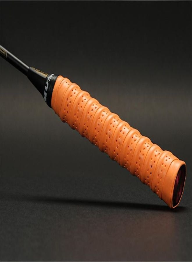 Ocean Tennis Badminton Racket Grip, Anti Slip Perforated Super Absorbent Fishing Overgrip for Pickleball Racquet Handle Grip   Fluorescent orange（1pcs） - Image 1