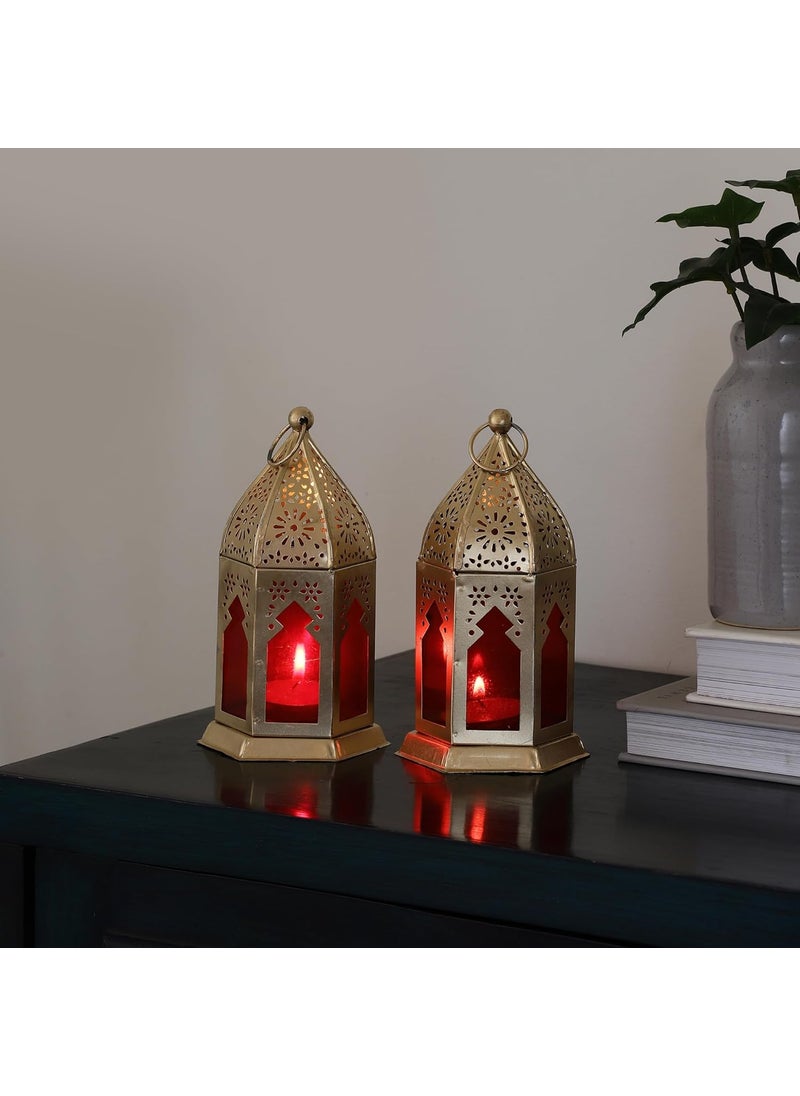 PURESTORY PURESTORY Lanterns for Home Decor Moroccan Lamp Moroccan Lamps Hanging Candle Holder Hanging Lamp for Home Decor Diwali Decoration Christmas Lighting Moroccan Lamp Pack of 2  - Image 5