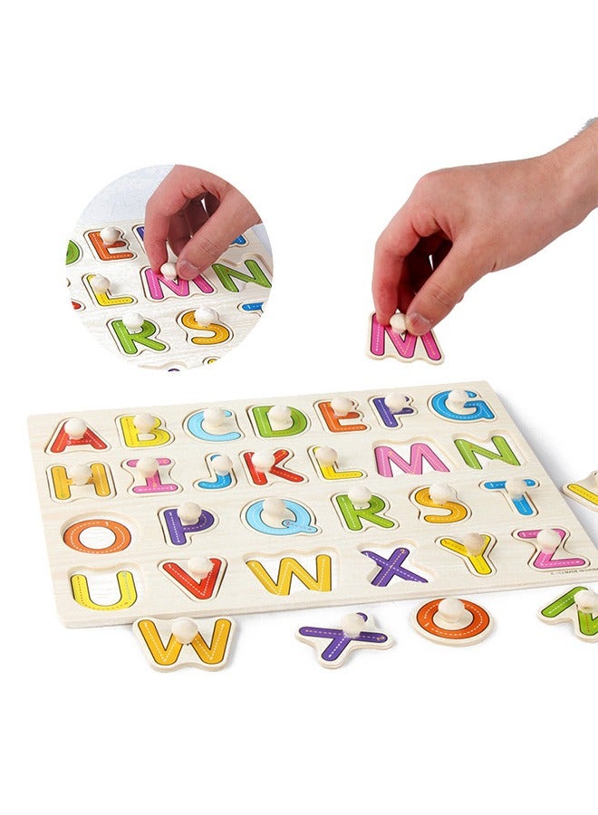 2Pcs Wooden Puzzles for Toddlers Wooden Peg Alphabet Number Shape Puzzles Toddler Learning Puzzle Toys for Kids 1 to 3 Years Old Boys Girls 3 in 1 Montessori Early Education Puzzle for Toddlers - Image 4