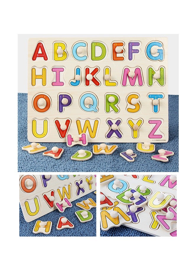 2Pcs Wooden Puzzles for Toddlers Wooden Peg Alphabet Number Shape Puzzles Toddler Learning Puzzle Toys for Kids 1 to 3 Years Old Boys Girls 3 in 1 Montessori Early Education Puzzle for Toddlers - Image 5