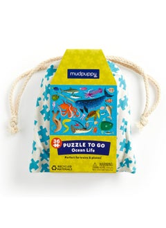 Mudpuppy Mudpuppy Ocean Life Puzzle to Go, 36 Pieces, 12 x 9” - Great for Kids Age 3+ - Packaged in Travel-Friendly Drawstring Fabric Pouch - Perfect for Airplanes, Cars, Trains, 073536334X, Multicolor  - Image 1