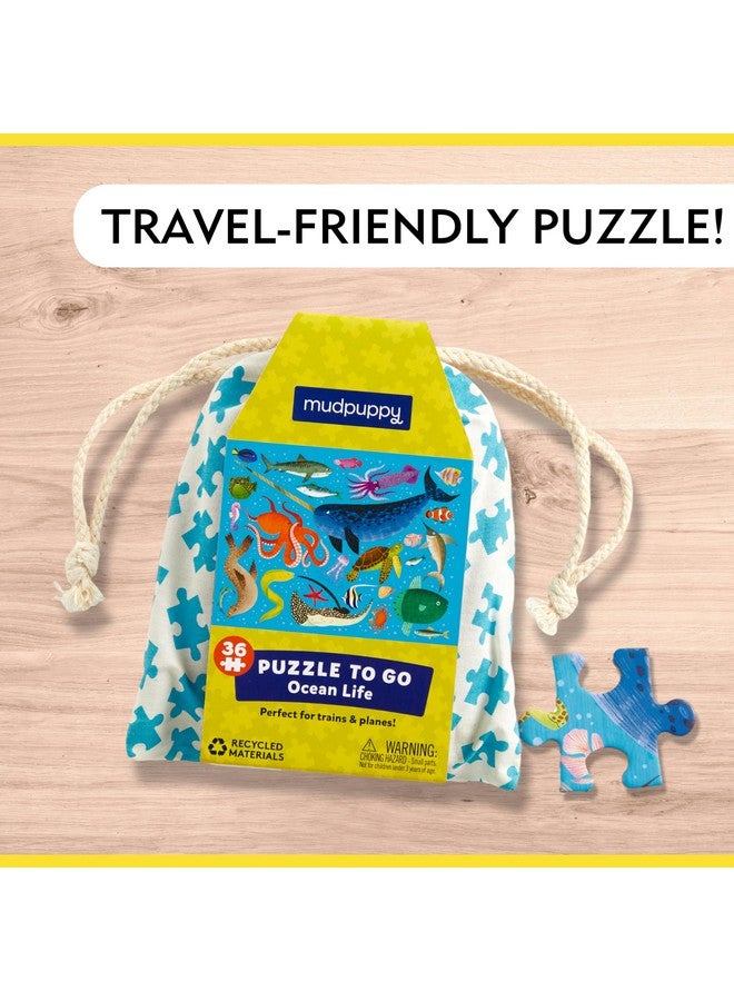 Mudpuppy Mudpuppy Ocean Life Puzzle to Go, 36 Pieces, 12 x 9” - Great for Kids Age 3+ - Packaged in Travel-Friendly Drawstring Fabric Pouch - Perfect for Airplanes, Cars, Trains, 073536334X, Multicolor  - Image 4