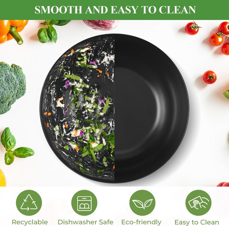 GEHE GEHE 12 Salad Bowls Bamboo Fiber Salad Bowl with Lid 77Qt Extra Large Mixing Bowls with Servers for Kitchen Salad Serving Bowl Set with Utensils for Salad Pasta Fruits Vegetables and Dessert  - Image 4