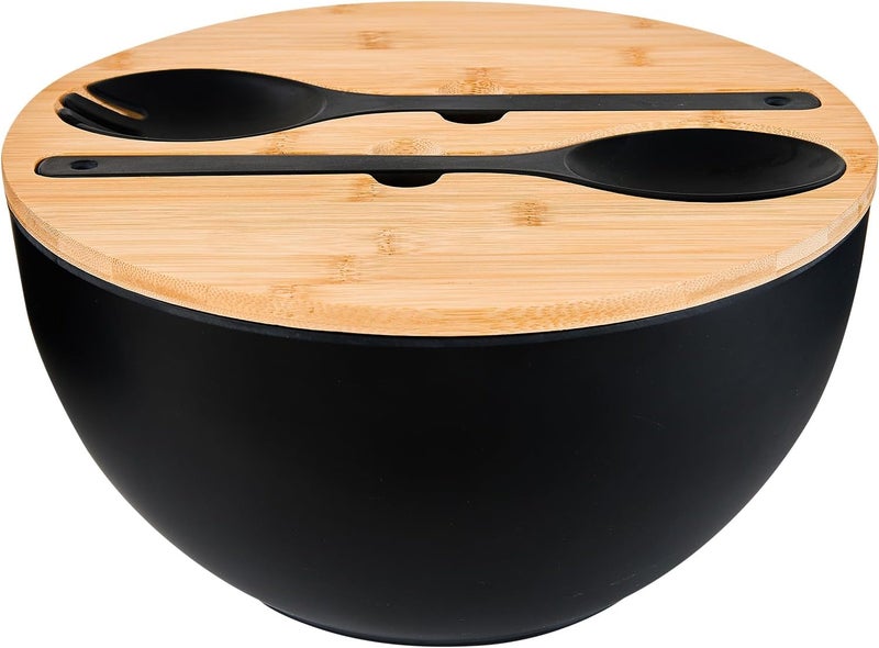 GEHE GEHE 12 Salad Bowls Bamboo Fiber Salad Bowl with Lid 77Qt Extra Large Mixing Bowls with Servers for Kitchen Salad Serving Bowl Set with Utensils for Salad Pasta Fruits Vegetables and Dessert  - Image 1