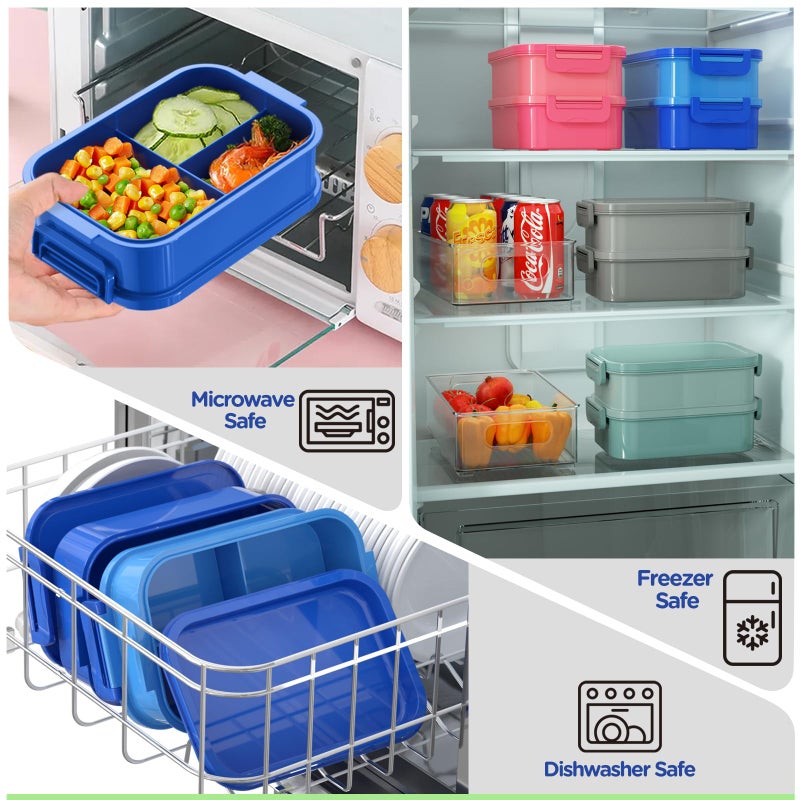 DaCool Bento Box Adults Lunch Container - 74 OZ Stackable Leakproof Bento Lunch Box for Adults Men Boys Teens Large Lunch Box Containers with Fork Spoon Sauce Boxes for Work School Dining Out, Blue - Image 5