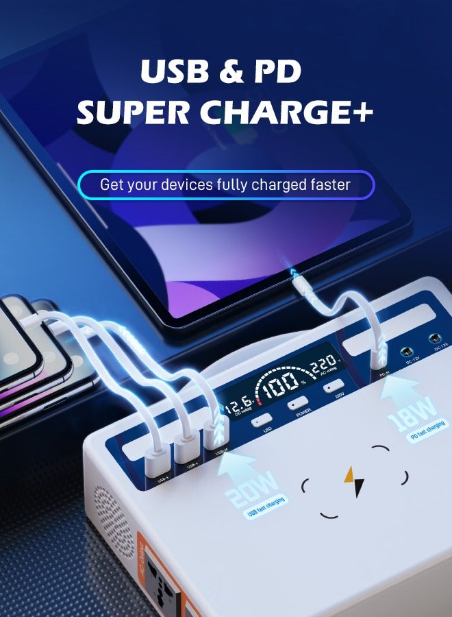 فانپا 600W محطة طاقة محمولة 480Wh بطارية ليثيوم موجة جيبية نقية AC 220V إخراج احتياطي Powerbank مولد الطاقة الشمسية للتخييم - Image 4