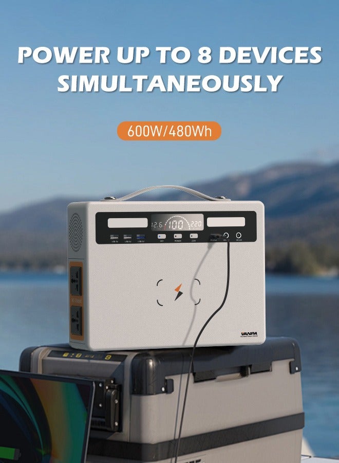 فانپا 600W محطة طاقة محمولة 480Wh بطارية ليثيوم موجة جيبية نقية AC 220V إخراج احتياطي Powerbank مولد الطاقة الشمسية للتخييم - Image 3