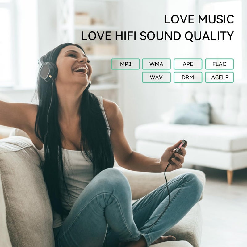 AGPTEK A02 MP3 Player with Bluetooth 5.3, 1.8 inch Screen Portable Music Player with Speaker, FM Radio, Voice Recorder, Supports Expanded Up to 128GB(Black, 32GB) - Image 3