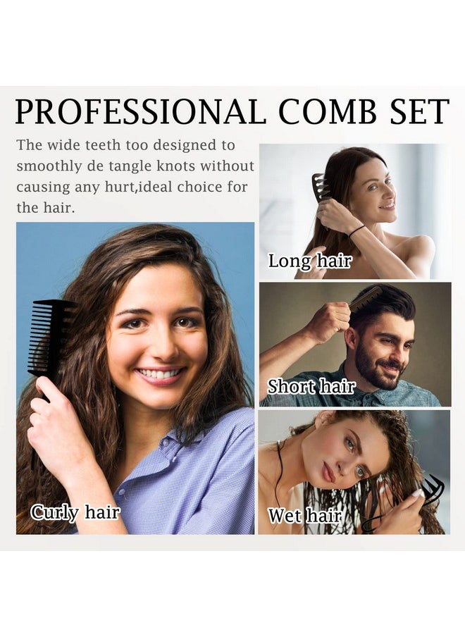 Prasacco 4 Pcs Hair Comb Wide Tooth Comb Styling Comb Double Side Tail Combs Afro Pick Barber Comb Hairstylist Accessories, Black, 4 Styles  - Image 5