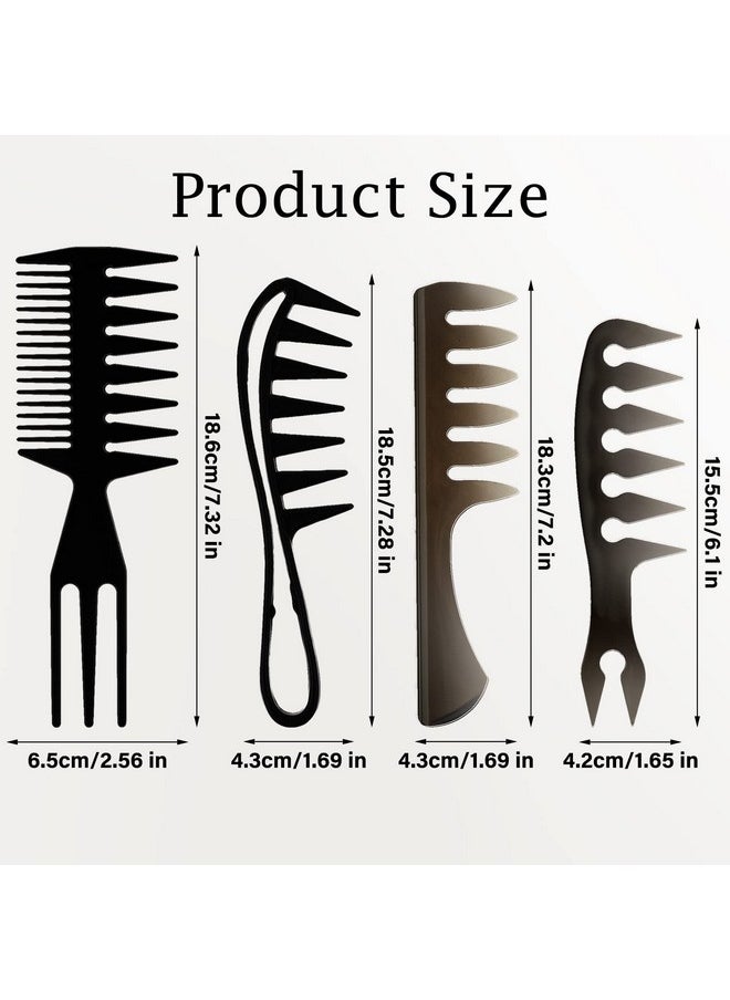 Prasacco 4 Pcs Hair Comb Wide Tooth Comb Styling Comb Double Side Tail Combs Afro Pick Barber Comb Hairstylist Accessories, Black, 4 Styles  - Image 2