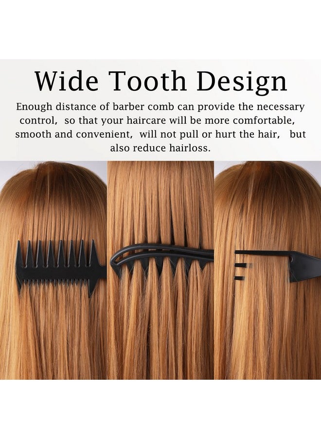 Prasacco 4 Pcs Hair Comb Wide Tooth Comb Styling Comb Double Side Tail Combs Afro Pick Barber Comb Hairstylist Accessories, Black, 4 Styles  - Image 3