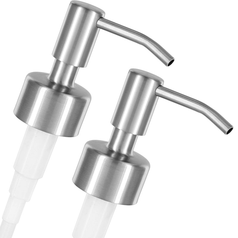 ALTGLAS 2 Pcs Soap Dispenser Pump Head Budapest  Spare Replacement for Standard Neck Size  2628 mm Thread From Stainless Steel Silver Brushed