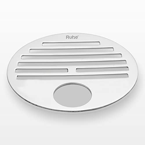 Ruhe Classic Round Floor Drain | Premium Grade Stainless Steel | Classic Round Jali with Hole | Hinged Grating Top Floor Drainer/Jali | 4 Inches | Silver - Image 1