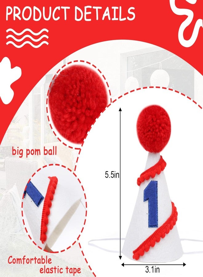 YOUAME Baseball 1st Birthday Hat - Sport Boys First Birthday Decorations,White Red Baseball Cone Hat,Rookie Of The Year Party Crown, One Cake Smash Photo Props - Image 2