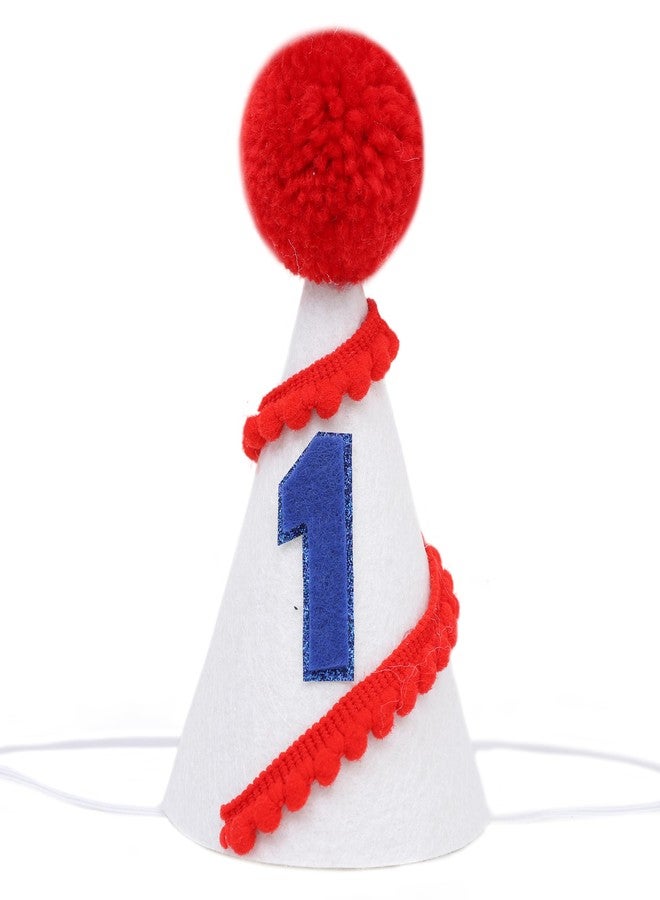 YOUAME Baseball 1st Birthday Hat - Sport Boys First Birthday Decorations,White Red Baseball Cone Hat,Rookie Of The Year Party Crown, One Cake Smash Photo Props - Image 1