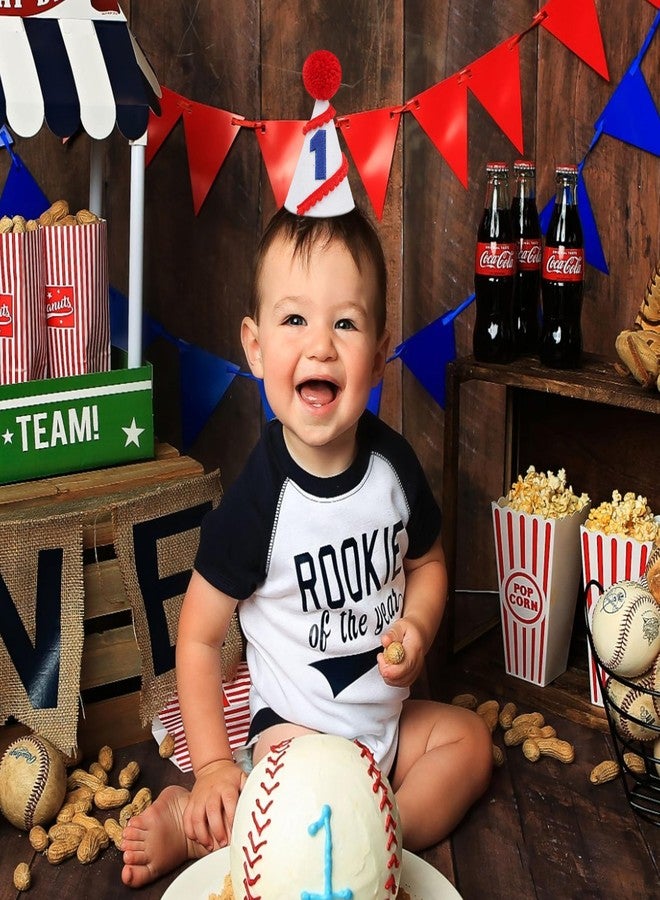 YOUAME Baseball 1st Birthday Hat - Sport Boys First Birthday Decorations,White Red Baseball Cone Hat,Rookie Of The Year Party Crown, One Cake Smash Photo Props - Image 5