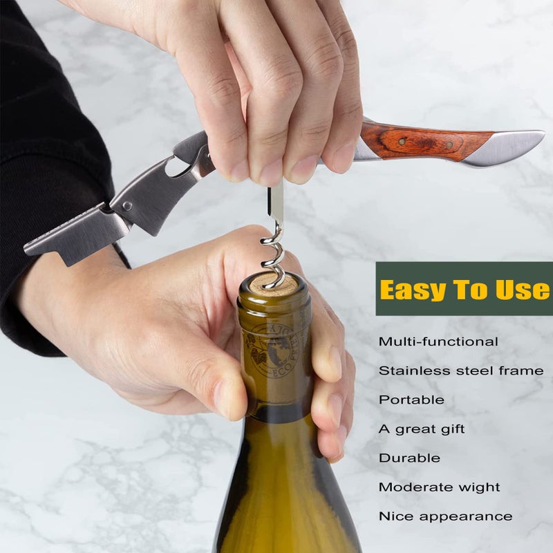 SIVERMISE Waiters Corkscrew, Wine Bottle Opener, Heavy Duty Stainless Steel, Rosewood Handle, Shark Shaped Wine Key, Gift for Waiters, Bartenders, Sommelier - Image 5