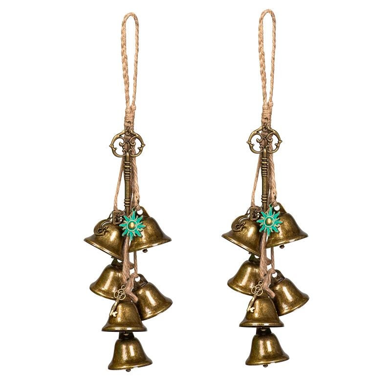أجراس الحماية الزرقاء - تعليقة باب للمنزل للحماية الروحية - أجراس زرقاء زاهية النغمات وساحرة للرياح لتزيين المدخل الروحي - Image 1