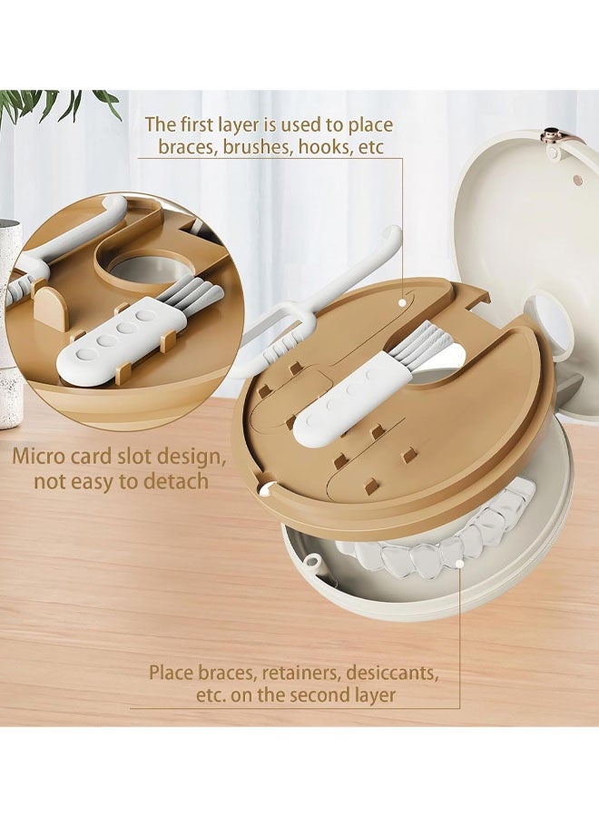 Portable Two-Layer Denture Box, Mouth Guard Storage Box For Braces, With 1 Aligner Removal Aid Denture Brush Denture Storage - Image 3
