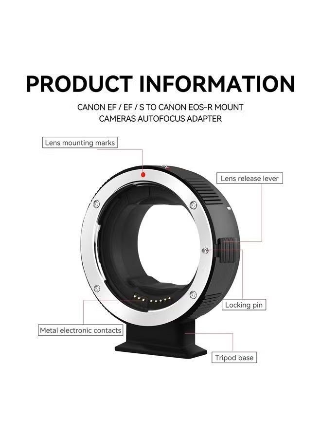 7أرتيسانز حلقة محول عدسة EF-EOS R مع خاصية التركيز التلقائي وسرعة تعزيز العدسة متوافقة مع عدسة Canon EF/EF-R وكاميرا Canon EOS R-Mount لكاميرات Canon EOS R وRP وR3 وR5 وR6 وR7 وR10 - Image 3