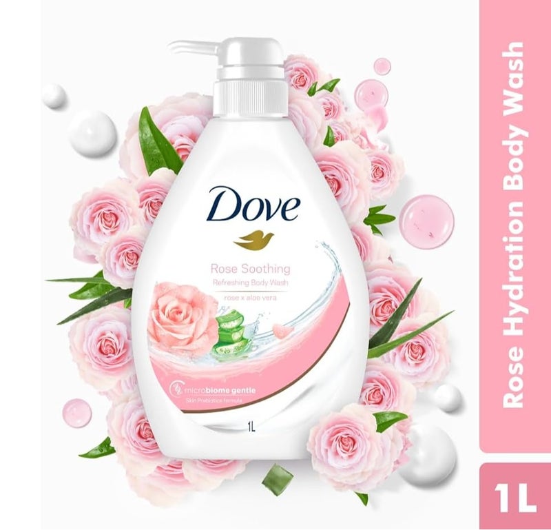 دوف غسول الاستحمام جو فريش المهدئ بالورد والألوفيرا برائحة منعشة 1لتر - Image 2