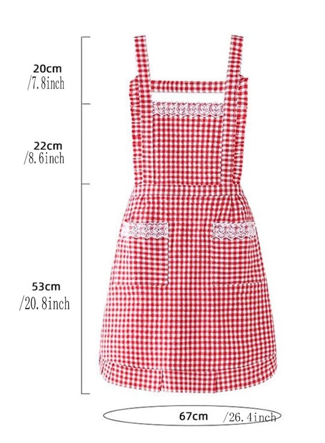 مآزر جينجهام عتيقة للنساء مع جيوب مئزر مطبخ مريح مثالي للطبخ والبستنة والمقهى والخبز - Image 3