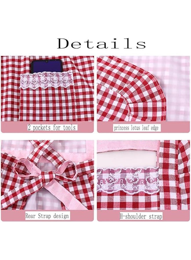 مآزر جينجهام عتيقة للنساء مع جيوب مئزر مطبخ مريح مثالي للطبخ والبستنة والمقهى والخبز - Image 4