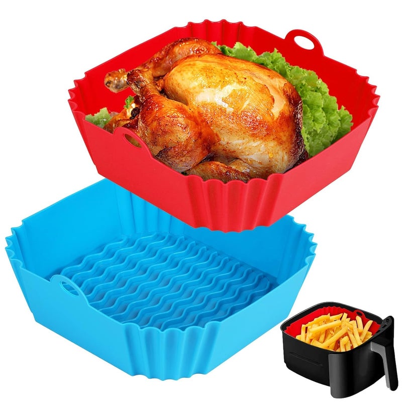 Takositio Takositio 2Pack Square Air Fryer Silicone Liners 8 inch for 4 to 7 QT Reusable Air Fryer Inserts Air Fryer Pot for Oven Microwave Accessories - Image 1