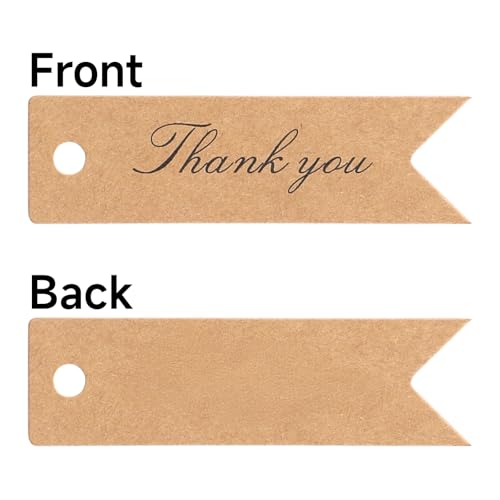 G2PLUS Mini Thank You Tags, 100PCS Small Gift Tags with String, Paper Hang Tag, Kraft Paper Gift Tag with Jute Twine for Arts and Crafts, Wedding, Christmas, Thanksgiving (Brown) - Image 3
