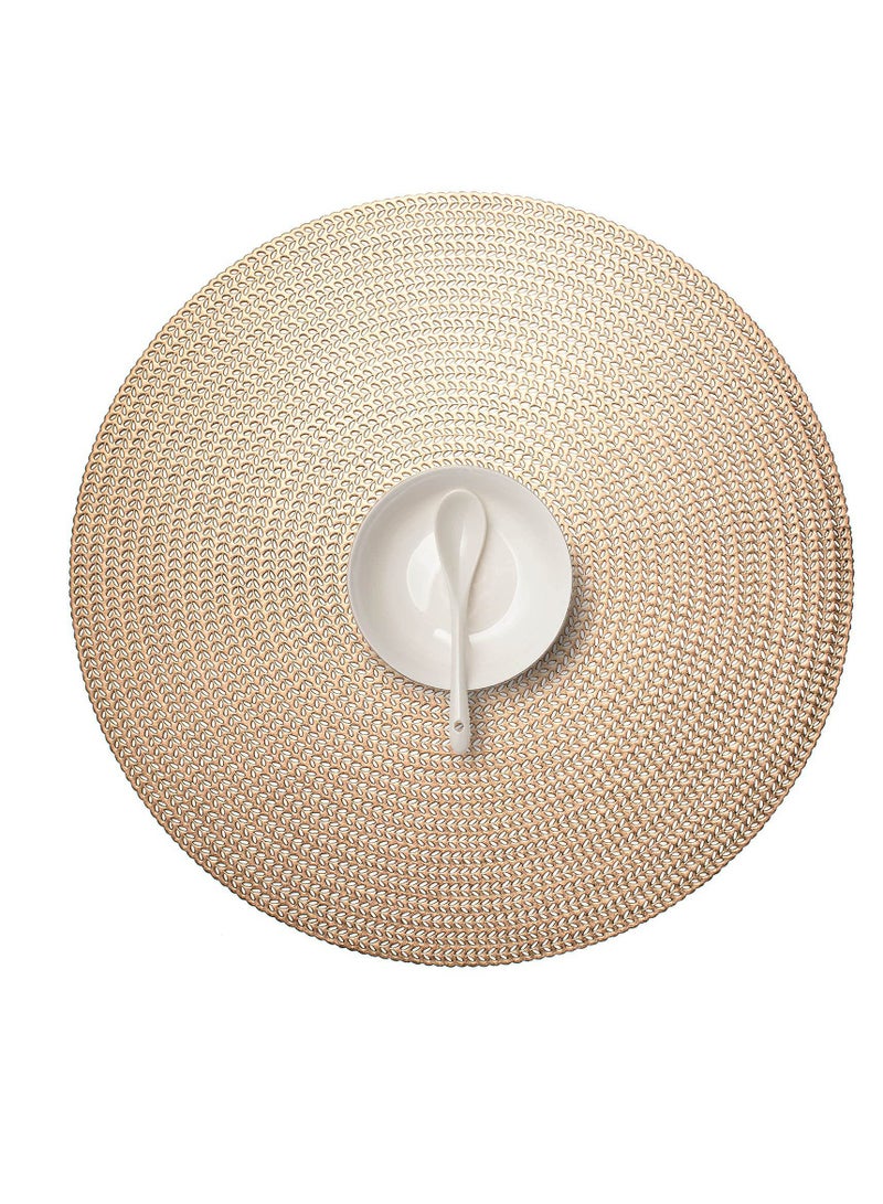 Nakhl Round Placemats Set of 4，Washable Easy Clean Wipeable Non-Slip Stain Heat Resistant Dinning Table Place Mats for Wedding Party Decoration - Image 1