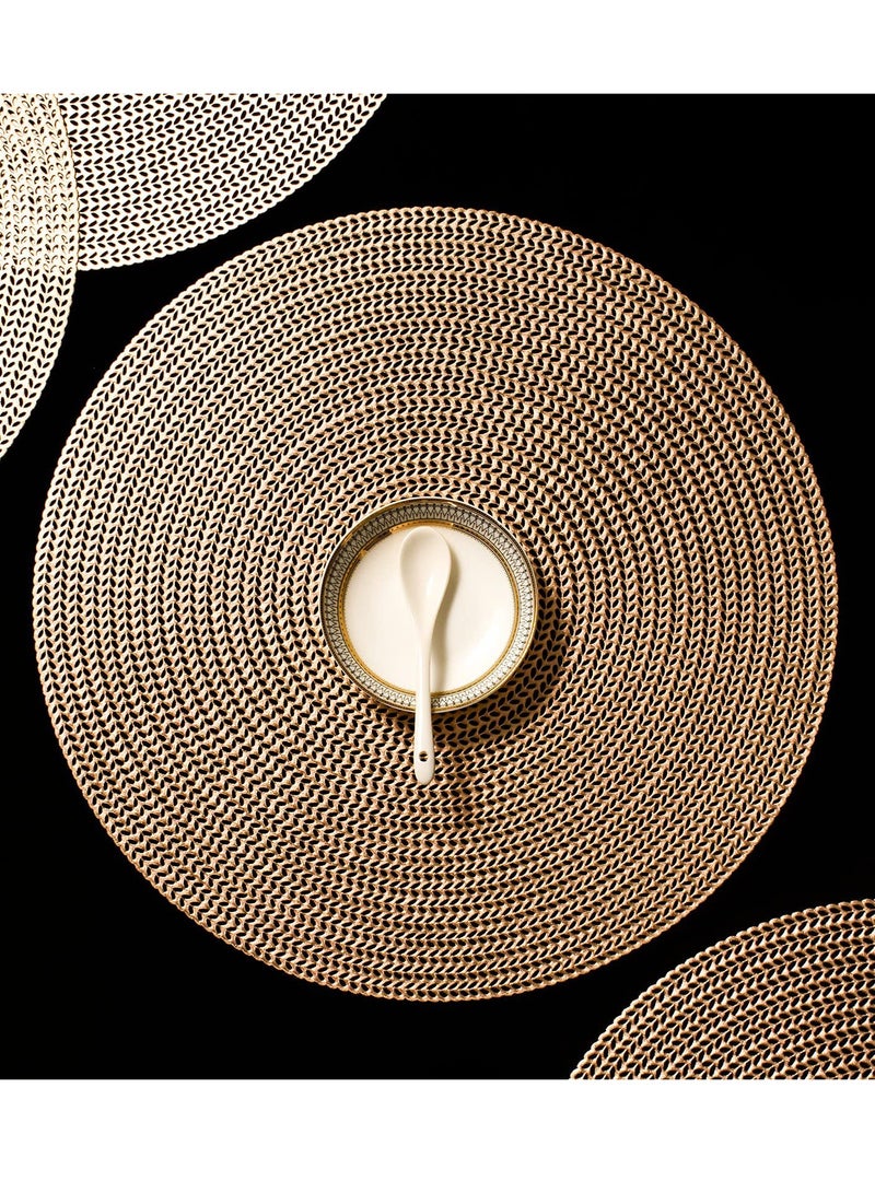 Nakhl Round Placemats Set of 4，Washable Easy Clean Wipeable Non-Slip Stain Heat Resistant Dinning Table Place Mats for Wedding Party Decoration - Image 2