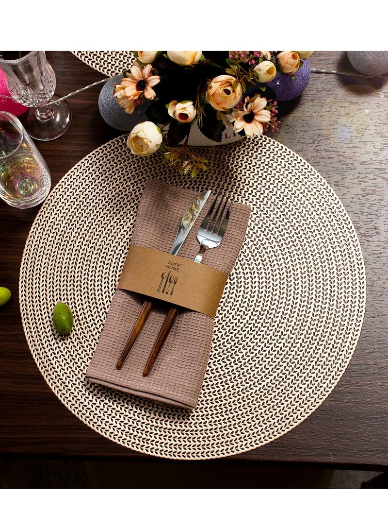 Nakhl Round Placemats Set of 4，Washable Easy Clean Wipeable Non-Slip Stain Heat Resistant Dinning Table Place Mats for Wedding Party Decoration - Image 3