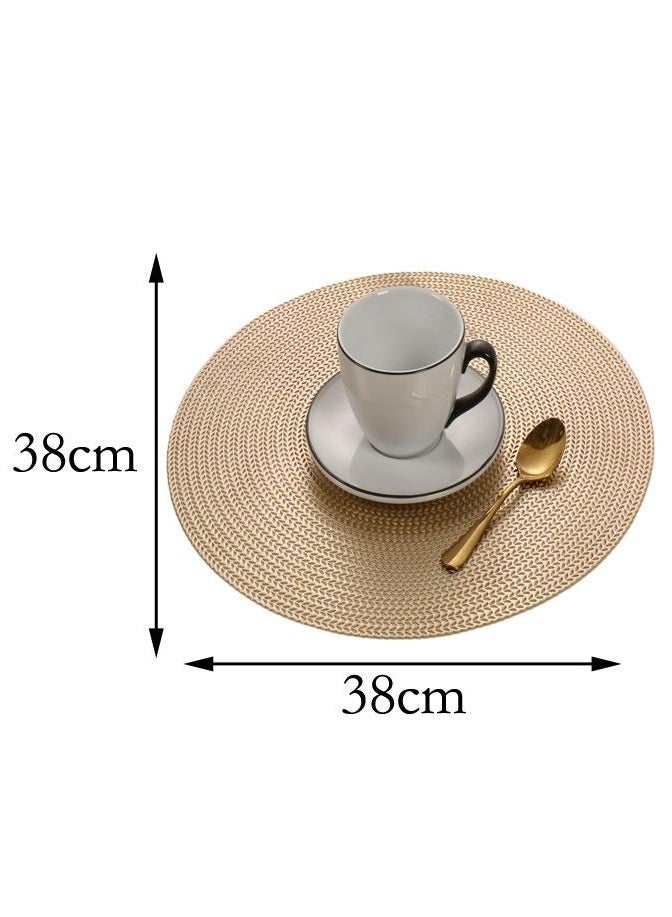 Nakhl Round Placemats Set of 4，Washable Easy Clean Wipeable Non-Slip Stain Heat Resistant Dinning Table Place Mats for Wedding Party Decoration - Image 4