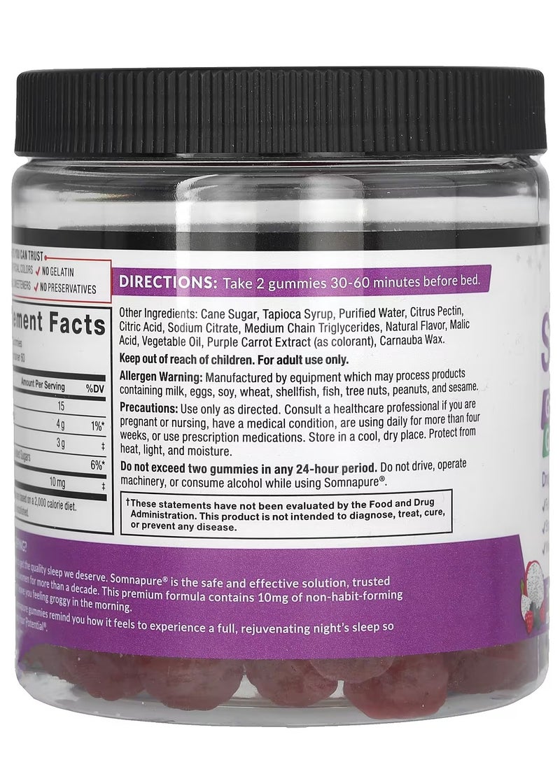 Force Factor Somnapure  Great Tasting Melatonin Gummies, Dream Berry, 10 mg, 120 Gummies)  - Image 3