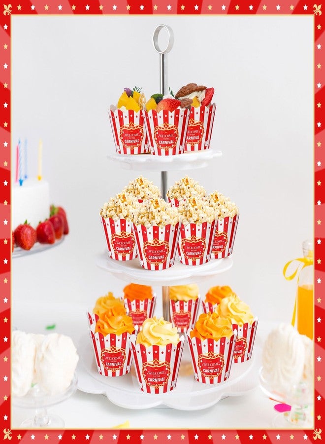 Epakh 100 Pcs Carnival Cupcake Wrappers Red White Striped Baking Cups Wrapper Circus Supplies Popcorn Decorations for Movie Night Carnival Party Birthday Circus Theme Decoration Popcorn Party Favors - Image 4