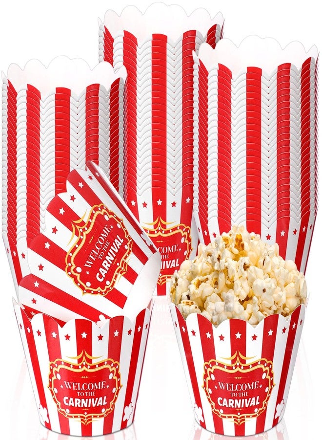 Epakh 100 Pcs Carnival Cupcake Wrappers Red White Striped Baking Cups Wrapper Circus Supplies Popcorn Decorations for Movie Night Carnival Party Birthday Circus Theme Decoration Popcorn Party Favors - Image 1