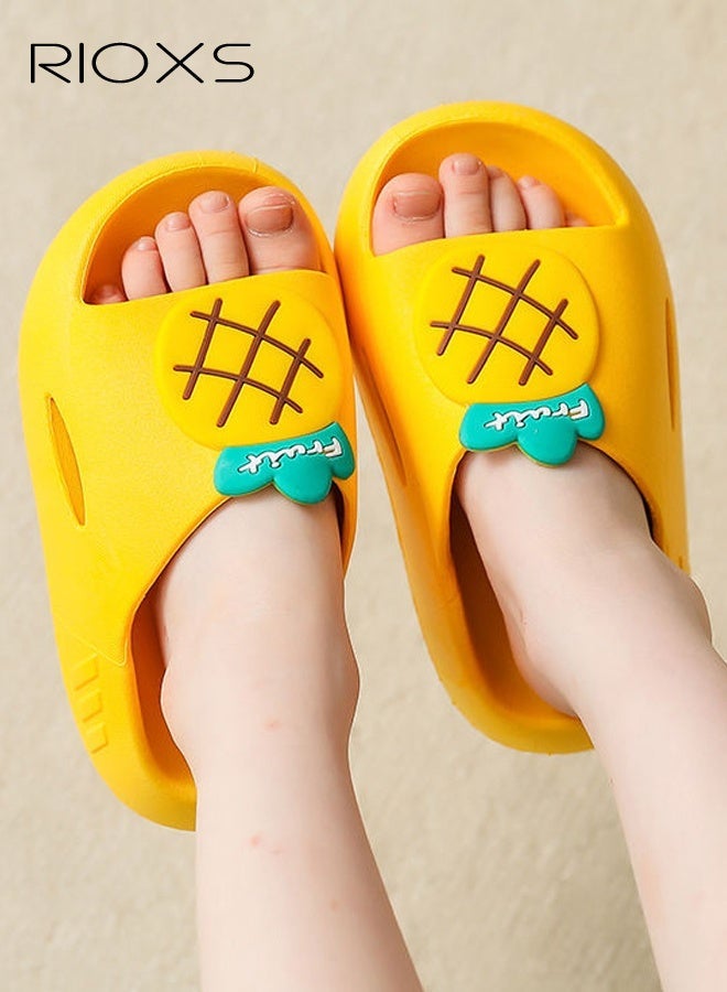 Kids Slippers, Non-Slip Slippers for Toddler Boys Girls, Cute Cartoon Slide Slipper, Comfy Soft Sole Slip-on Slippers, Quick Dry Bath Slides, Non-slip Shower Slippers, Kids Unisex Slippers for Bathroom Summer Pool, Indoor Outdoor Beach Open-toes Shoes - Image 1