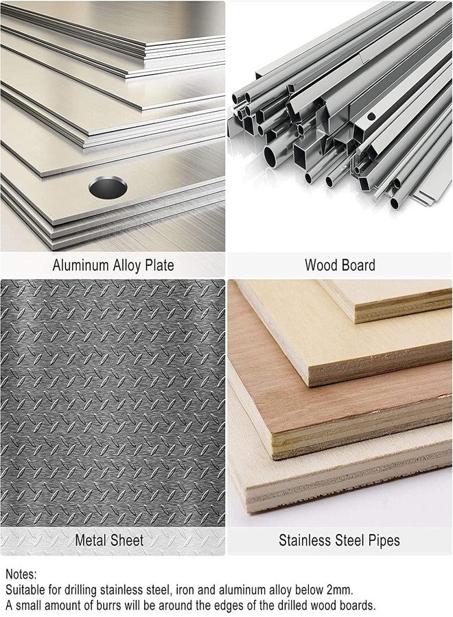 UPTODATETOOLS مجموعة أدوات UPTODATETOOLS مكونة من 7 قطع من مناشير الثقوب HSS بقطر 12-25 مم، مجموعة أدوات شديدة التحمل للفولاذ المقاوم للصدأ، وسبائك الألومنيوم، والبلاستيك، والخشب - Image 5