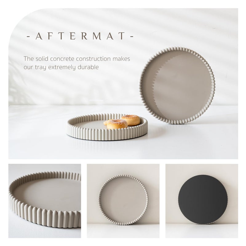 Aftermat Coffee Table Tray, Home Decor Round Tray, Concrete Gray Coffee Table Decor Trays, Serving Decorative Trays for Dining Table - Image 5