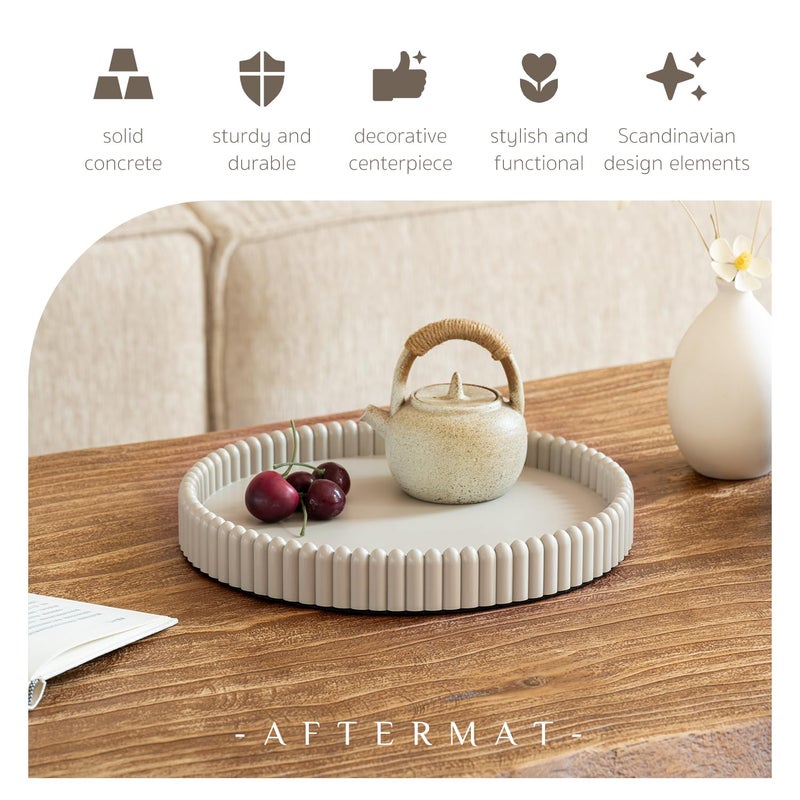 Aftermat Coffee Table Tray, Home Decor Round Tray, Concrete Gray Coffee Table Decor Trays, Serving Decorative Trays for Dining Table - Image 2