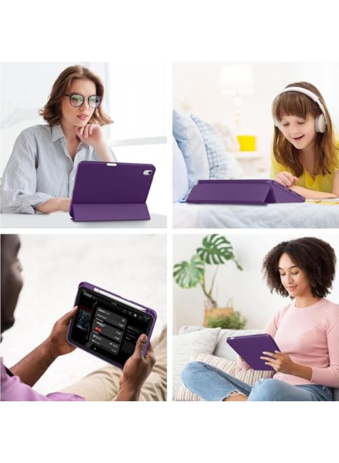 iMieet حافظة iMieet لجهاز iPad (A16)/الجيل العاشر من iPad [11 بوصة 2025/10.9 بوصة 2022]، حافظة ذكية قابلة للطي ثلاثية مع حامل وحامل قلم وظهر TPU ناعم، تدعم Touch ID (أسود) - Image 4