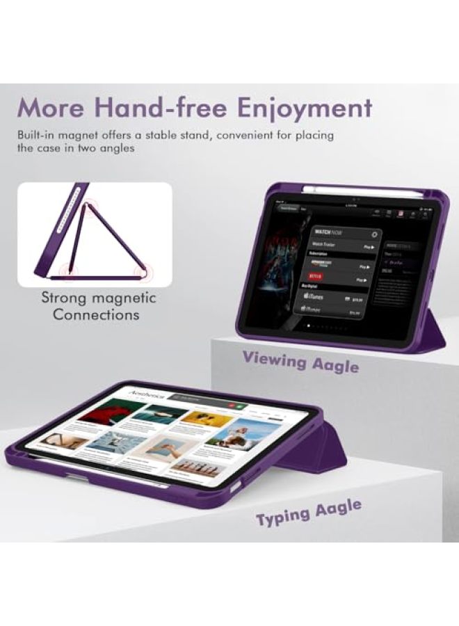 iMieet حافظة iMieet لجهاز iPad (A16)/الجيل العاشر من iPad [11 بوصة 2025/10.9 بوصة 2022]، حافظة ذكية قابلة للطي ثلاثية مع حامل وحامل قلم وظهر TPU ناعم، تدعم Touch ID (أسود) - Image 3