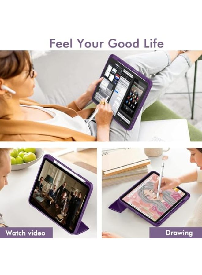 iMieet حافظة iMieet لجهاز iPad (A16)/الجيل العاشر من iPad [11 بوصة 2025/10.9 بوصة 2022]، حافظة ذكية قابلة للطي ثلاثية مع حامل وحامل قلم وظهر TPU ناعم، تدعم Touch ID (أسود) - Image 5