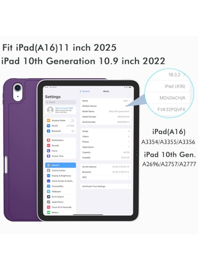 iMieet حافظة iMieet لجهاز iPad (A16)/الجيل العاشر من iPad [11 بوصة 2025/10.9 بوصة 2022]، حافظة ذكية قابلة للطي ثلاثية مع حامل وحامل قلم وظهر TPU ناعم، تدعم Touch ID (أسود) - Image 2